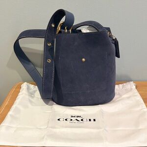 Coach Dark Blue Bleecker Suede Shoulder Bag